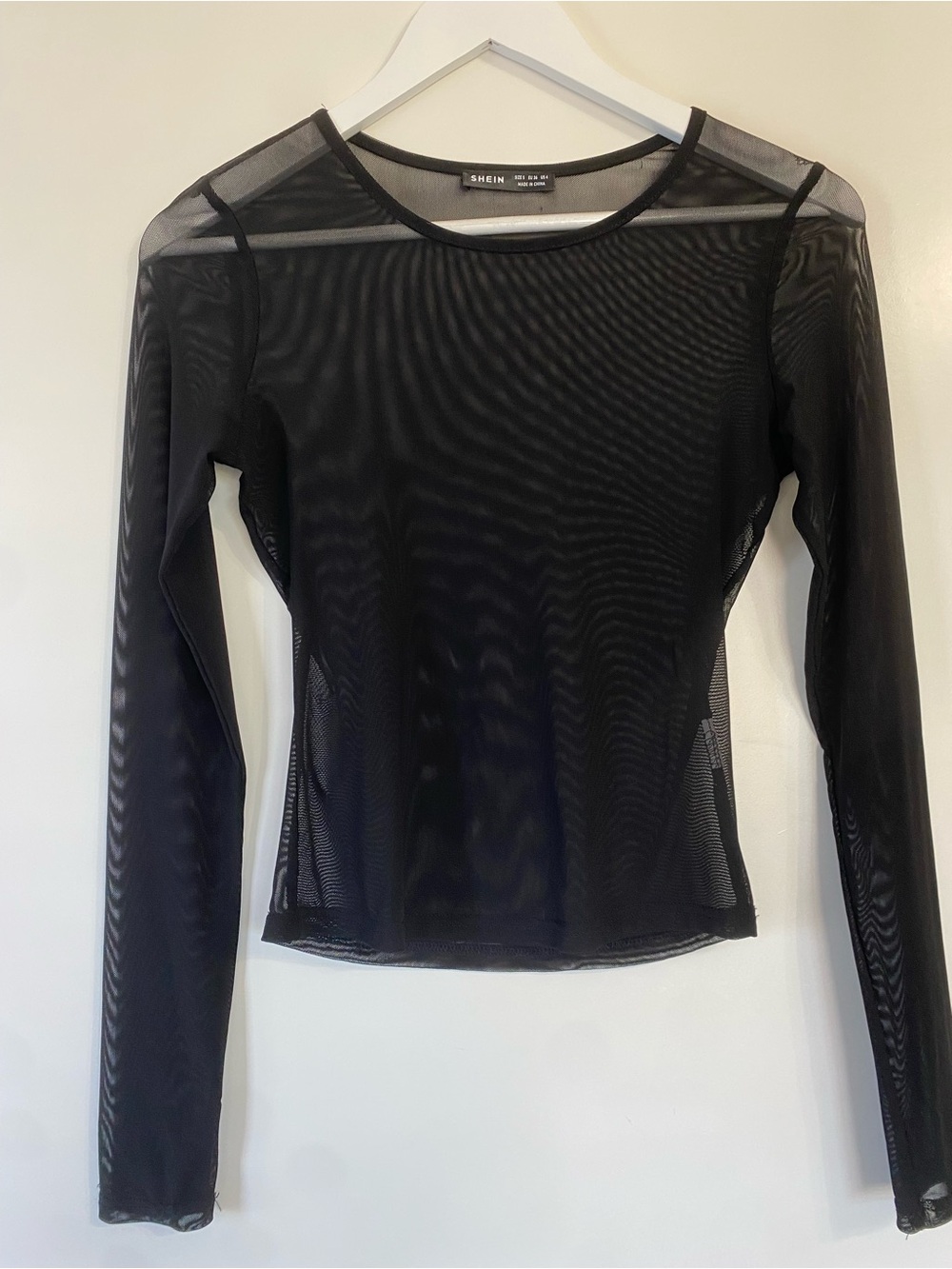 Black Long Sleeve Sheer Mesh Top